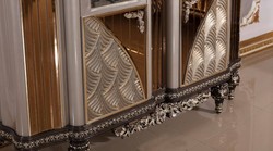Casa Padrino vitrine baroque de luxe gris / noir / argent / or - Magnifique vitrine en bois massif avec 2 portes vitrées - Meuble Baroque - Noble & Magnifique
