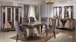 Casa Padrino vitrine baroque de luxe gris / noir / argent / or - Magnifique vitrine en bois massif avec 2 portes vitrées - Meuble Baroque - Noble & Magnifique
