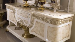 Casa Padrino set di mobili barocco di lusso bianco / beige / oro - 1 Credenza Barocco e 1 Specchio a Parete Barocco - Mobili Barocchi Fatti a Mano - Nobili e Magnifici