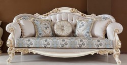 Casa Padrino divano barocco di lusso grigio chiaro / multicolor / beige / oro - Divano da soggiorno in stile barocco fatto a mano con motivo elegante e strass - Mobile da soggiorno barocco