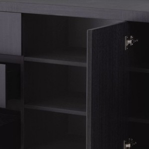Casa Padrino Luxus Sideboard Schwarzgrau 220 x 52,5 x H. 85,5 cm - Massivholz Schrank mit 3 Schubladen & 2 Türen - Wohnzimmer & Hotel Möbel - Luxus Qualität