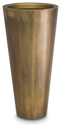 Casa Padrino luxury flowerpot vintage brass Ø 33.5 x H. 69.5 cm - Round stainless steel plant pot - Living room decoration - Luxury Collection