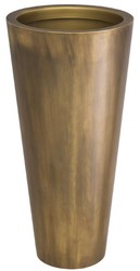 Casa Padrino luxury flowerpot vintage brass Ø 33.5 x H. 69.5 cm - Round stainless steel plant pot - Living room decoration - Luxury Collection