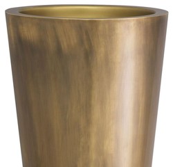 Casa Padrino luxury flowerpot vintage brass Ø 33.5 x H. 69.5 cm - Round stainless steel plant pot - Living room decoration - Luxury Collection
