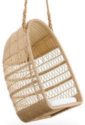 Casa Padrino fauteuil suspendu d'extérieur de luxe naturel / blanc 66 x 63 x H.113 cm - Fauteuil suspendu de jardin et terrasse résistant aux intempéries - Meubles de Jardin et patio
