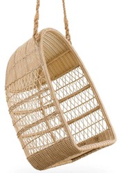 Casa Padrino fauteuil suspendu d'extérieur de luxe naturel / blanc 66 x 63 x H.113 cm - Fauteuil suspendu de jardin et terrasse résistant aux intempéries - Meubles de Jardin et patio