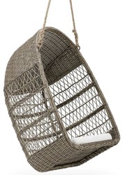 Casa Padrino poltrona sospesa per esterni di lusso grigio antico / bianco 66 x 63 x A.113 cm - Sedia sospesa da giardino e patio resistente alle intemperie - Mobili da Giardino e Patio