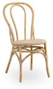 Casa Padrino Luxus Gartenstuhl 4er Set Naturfarben 45 x 56 x H. 88 cm - Moderne Rattan Garten & Terrassen Möbel - Luxus Qualität