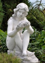 Casa Padrino escultura de gárgola Art Nouveau mujer sentada blanco 24 x 46 x A. 62 cm - Elegante figura de piedra de gárgola - Accesorios de Decoración de Jardín Barroco y Art Nouveau