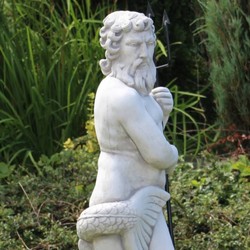 Casa Padrino sculpture Art Nouveau gargouille neptune avec poisson gris / noir 35 x 35 x H. 123 cm - Elégante figure de pierre gargouille - Accessoires de Décoration de Jardin Art Nouveau