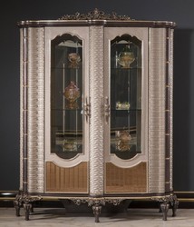 Luxus Barock Vitrine Vitrinenschrank Grau Braun Gold Luxury Baroque Display Cabinet Showcase Gray Brown Gold