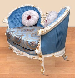 Casa Padrino divano barocco blu motivo / bianco / oro - Divano da soggiorno fatto a mano in stile barocco - Magnifici mobili da soggiorno barocchi