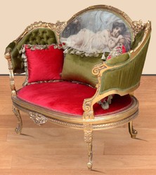 Casa Padrino baroque sofa green / red / multicolored / gold - Handmade living room sofa in baroque style - Magnificent baroque living room furniture