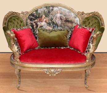 Casa Padrino canapé baroque baroque vert / rouge / multicolore / or - Canapé de salon fait main de style baroque - Meuble de salon baroque