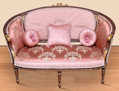 Casa Padrino canapé baroque baroque rose motif / marron / or - Canapé de salon fait main de style baroque - Magnifique meuble de salon baroque
