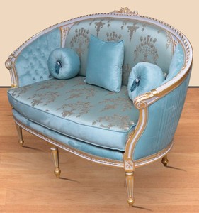 Casa Padrino Barock Sofa Türkis Muster / Weiß / Gold - Handgefertigtes Wohnzimmer Sofa im Barockstil - Prunkvolle Barock Wohnzimmer Möbel