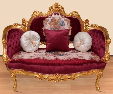 Casa Padrino canapé baroque bordeaux rouge / multicolore / or - Canapé de salon fait main de style baroque - Magnifique meuble de salon baroque