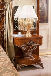 Casa Padrino ensemble de chambre baroque de luxe or / marron / bronze - 1 Lit Double avec Tête de Lit et Panneau Arrière et 2 Tables de Chevet - Mobilier de chambre style baroque