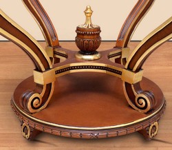 Casa Padrino baroque conference table brown / gold - Round solid wood office table with glass top - Baroque office furniture - Noble & Magnificent
