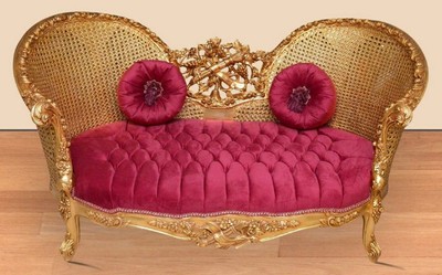 Casa Padrino canapé baroque baroque bordeaux rouge / or - Canapé de salon fait main de style baroque - Magnifique meuble de salon baroque