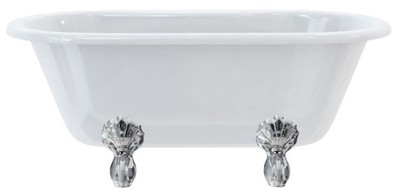 Casa Padrino bañera Art Nouveau de lujo blanco / plata 150 x 75 x A. 63,5 cm - Bañera acrílica retro independiente - Mueble de baño retro