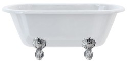 Casa Padrino vasca da bagno Art Nouveau di lusso bianco / argento 150 x 75 x A. 63,5 cm - Vasca da bagno indipendente retrò in acrilico - Mobili da bagno retrò