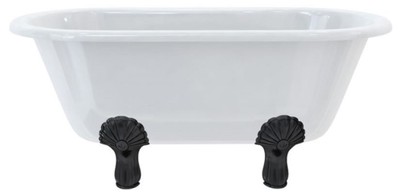 Casa Padrino baignoire Art Nouveau de luxe blanc / noir 150 x 75 x H. 63,5 cm - Baignoire îlot rétro en acrylique - Mobilier de salle de bain rétro