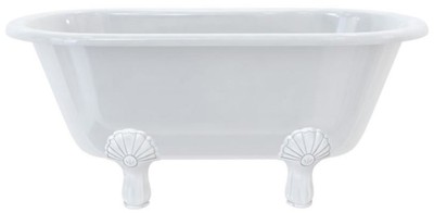 Casa Padrino bañera Art Nouveau de lujo blanco / blanco 150 x 75 x A. 63,5 cm - Bañera acrílica retro independiente - Mueble de baño retro