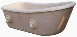 Casa Padrino baignoire baroque de luxe tête de lion beige 180 cm - Baignoire autoportante en marbre - Accessoires de salle de bain baroque - Noble & Magnifique