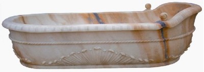 Casa Padrino baignoire baroque de luxe rouge coucher de soleil 180 cm - Baignoire autoportante en marbre - Accessoires de salle de bain baroque - Noble & Magnifique
