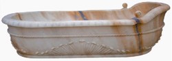Casa Padrino Luxury Baroque Bathtub Sunset Red 180 cm - Freestanding Marble Bathtub - Baroque Bathroom Accessories - Noble & Magnificent