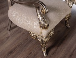 Casa Padrino fauteuil de salon baroque de luxe gris / beige / argent / or - Magnifique fauteuil avec motif - Meuble de salon baroque fait main