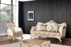 Luxus Barock Wohnzimmer Sofa Weiß Mehrfarbig Antik Gold Luxury Baroque Living Room Sofa White Multicolored Antique Gold