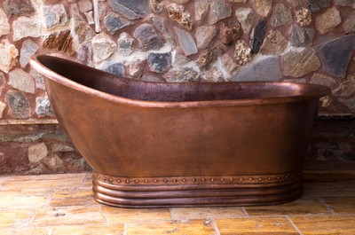 Casa Padrino baignoire Art Nouveau de luxe en cuivre 170 x 84 x H. 81 cm - Baignoire rétro autoportante - Meubles de salle de bain en cuivre rustiques