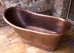 Casa Padrino baignoire Art Nouveau de luxe en cuivre 170 x 84 x H. 81 cm - Baignoire rétro autoportante - Meubles de salle de bain en cuivre rustiques