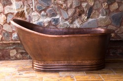 Casa Padrino baignoire Art Nouveau de luxe en cuivre 170 x 84 x H. 81 cm - Baignoire rétro autoportante - Meubles de salle de bain en cuivre rustiques