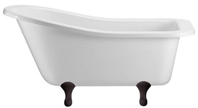 Casa Padrino bañera Art Nouveau de lujo blanco / negro 150 x 75 x A. 78 cm - Bañera acrílica retro independiente - Mueble de baño retro
