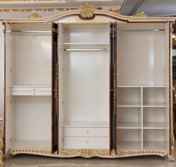 Luxus Barock Schlafzimmerschrank Kleiderschrank Weiß Beige Braun Gold Luxury Baroque Bedroom Cabinet Wardrobe White Beige Brown Gold
