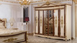 Luxus Barock Schlafzimmerschrank Kleiderschrank Weiß Beige Braun Gold Luxury Baroque Bedroom Cabinet Wardrobe White Beige Brown Gold