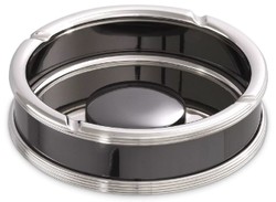 Casa Padrino posacenere di lusso argento / nero Ø 18 x A. 5 cm - Posacenere tondo in ottone - Accessori Decorativi - Qualità di Lusso