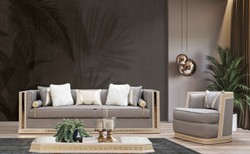 Casa Padrino Luxury Art Deco Armchair Silver / Cream / Gold - Handmade Living Room Armchair - Art Deco Living Room Furniture