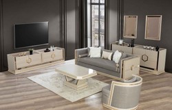 Casa Padrino Luxury Art Deco Armchair Silver / Cream / Gold - Handmade Living Room Armchair - Art Deco Living Room Furniture