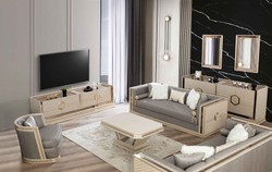Casa Padrino Luxury Art Deco Armchair Silver / Cream / Gold - Handmade Living Room Armchair - Art Deco Living Room Furniture