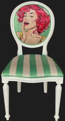 Barock Esszimmerstuhl Küchenstuhl Grün Creme Mehrfarbig Weiß Baroque Dining Chair Kitchen Chair Green Cream Multicolored White