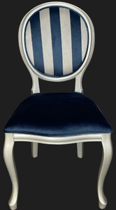 Barock Esszimmerstuhl Küchenstuhl Blau Silber Baroque Dining Chair Kitchen Chair Blue Silver