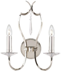 Casa Padrino lámpara de pared doble Art Nouveau plata 36 x 19 x A. 41 cm - Lámpara de pared elegante para hotel y restaurante - Lámparas de Pared Barrocos y Art Nouveau