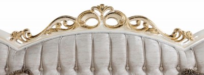 Casa Padrino Luxus Barock Sofa Silber / Weiß / Gold - Handgefertigtes Barockstil Wohnzimmer Sofa mit elegantem Muster - Prunkvolle Barock Wohnzimmer Möbel