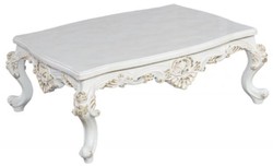 Casa Padrino tavolo da soggiorno barocco di lusso bianco / oro - Magnifico tavolo da soggiorno stile barocco - Mobili da soggiorno barocchi - Nobile e Magnifico