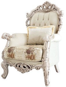 Casa Padrino luxury baroque living room armchair cream / beige / multicolored / antique white - Magnificent armchair with elegant pattern - Handmade baroque living room furniture
