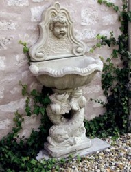 Casa Padrino Art Nouveau wall fountain antique style white gray 43 x 60 x H. 125 cm - Elegant Garden Fountain - Garden decoration stone fountain - Art Nouveau Garden Decoration Accessories